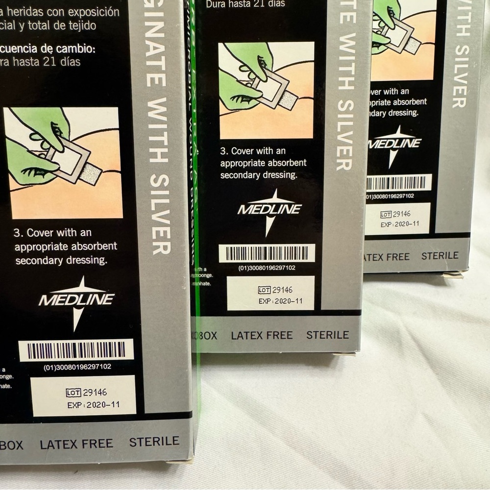 Maxorb Extra AG Plus Antimicrobial Silver Wound Dressing MedLine 3 Boxes 4X4 - Picture 6 of 12